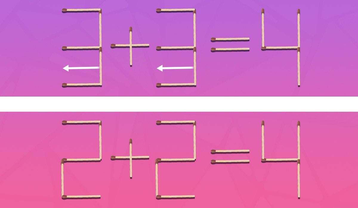 Hvilke to tændstikker skal flyttes for at rette en fejl: en hurtig intelligenstest