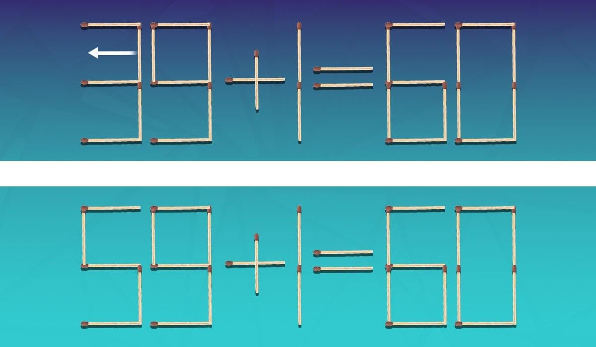 Hvilket match skal flyttes, for at ligheden er sand: IQ-test